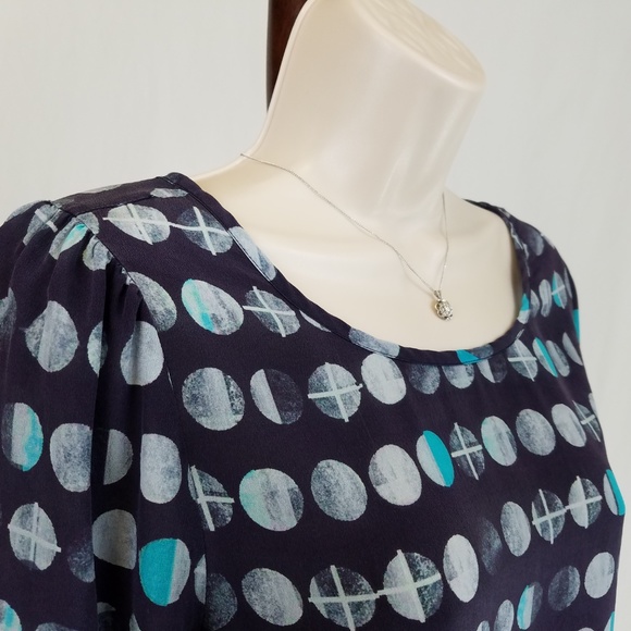 Anthropologie Moonphase silk blouse cutout blue S - Picture 5 of 8